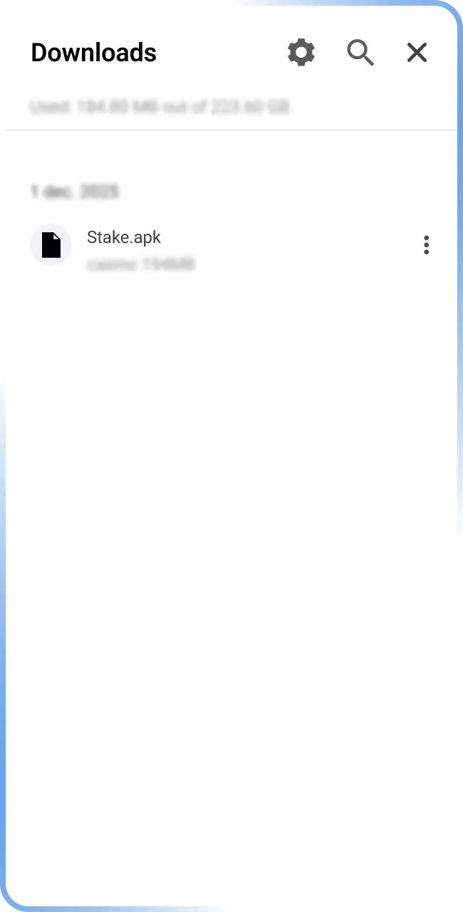 Open the APK file on your device for Stake App setup.