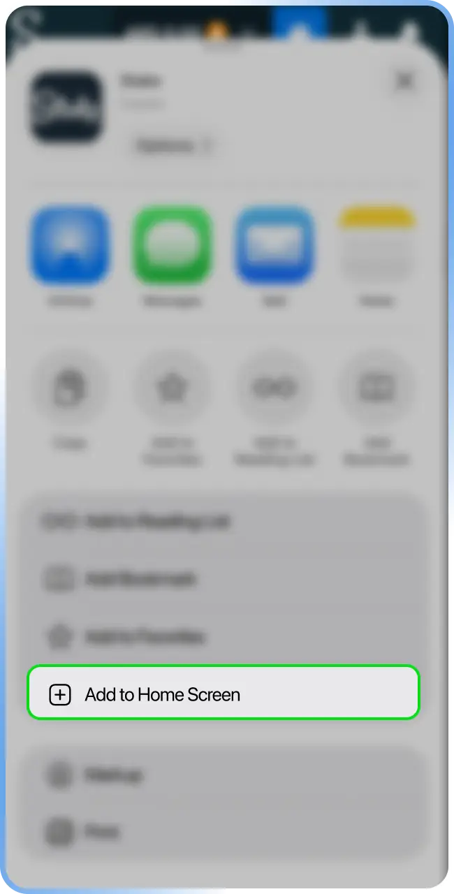 Open menu on your iPhone to configure the Stake App link.