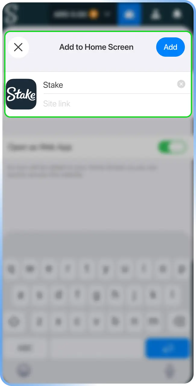 Choose name for the shortcut to identify your Stake App easily.
