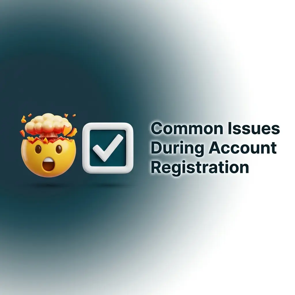 Illustrated guide to common account registration issues and solutions including email, username, and page loading errors