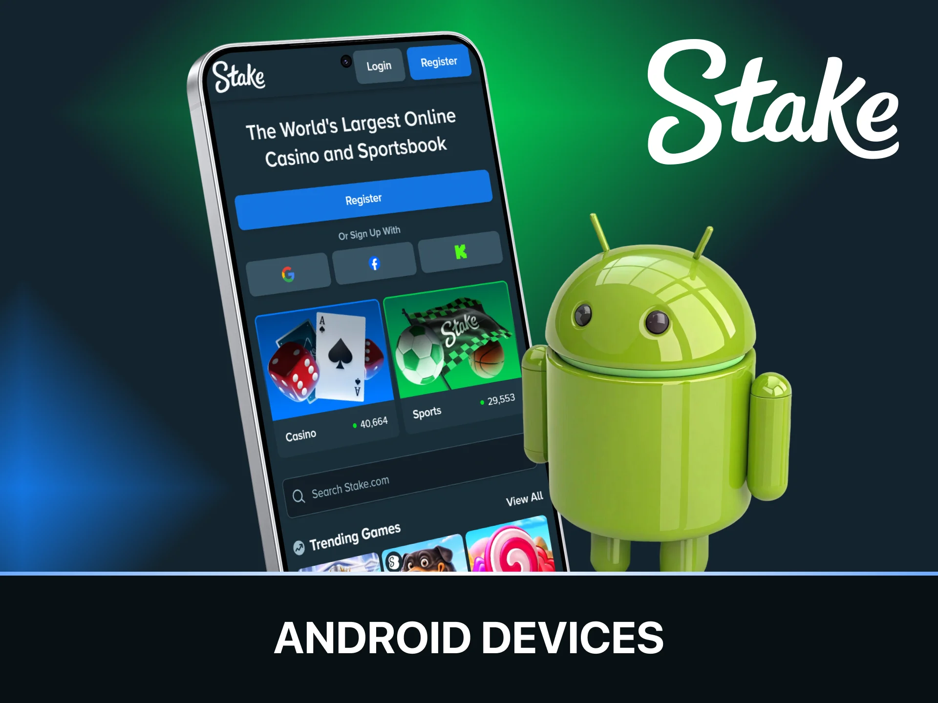 Read the list of supported Android devices for the Stake app.
