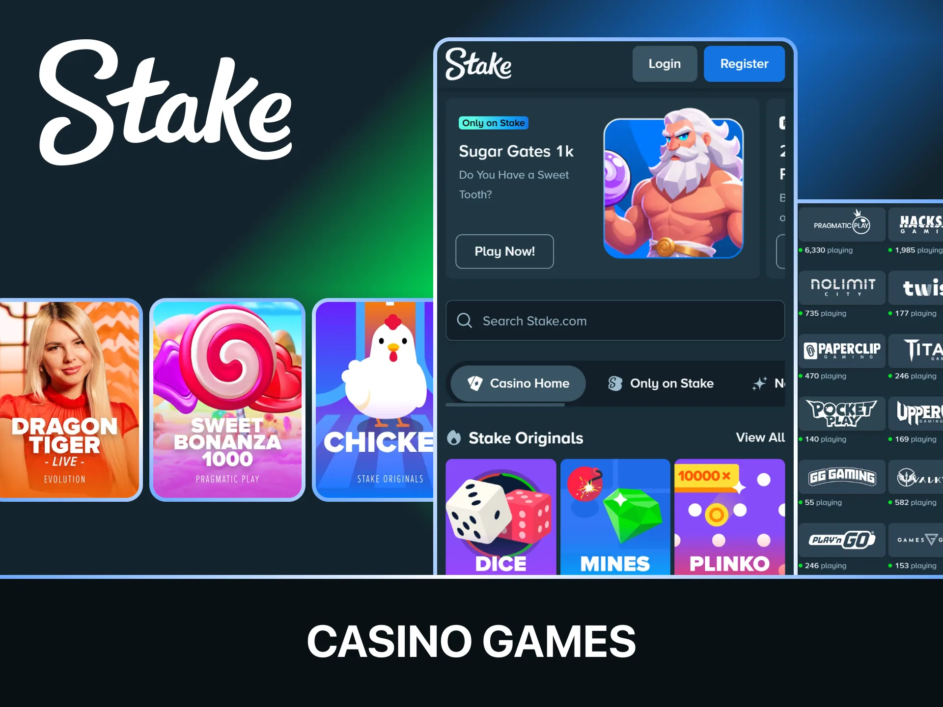 Launch exciting Stake casino app games to win real money prizes.