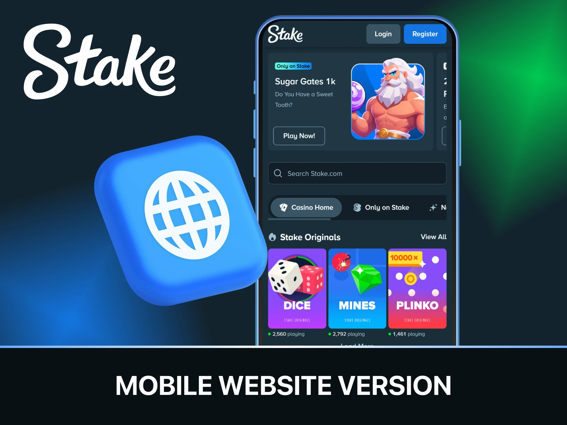 Open the functional Stake mobile website version to enjoy remote betting.