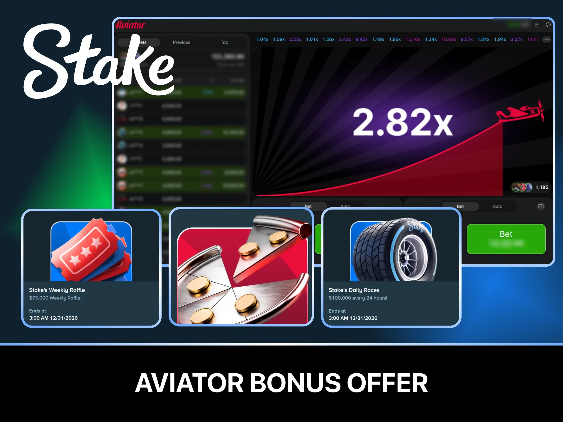 Use the available Stake bonuses before starting to play Aviator.