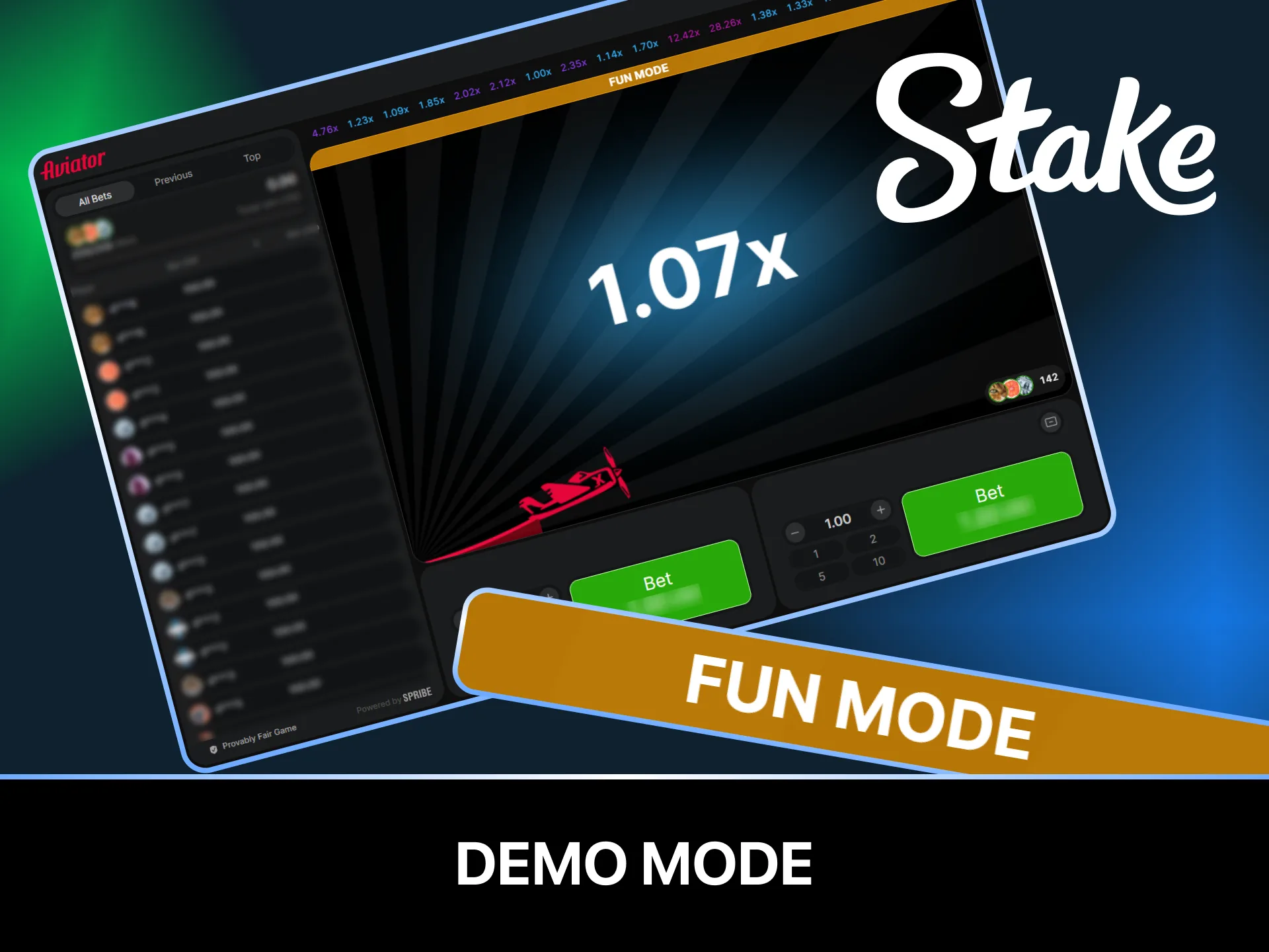 You have the opportunity to try the Aviator game in demo mode on Stake without risk.