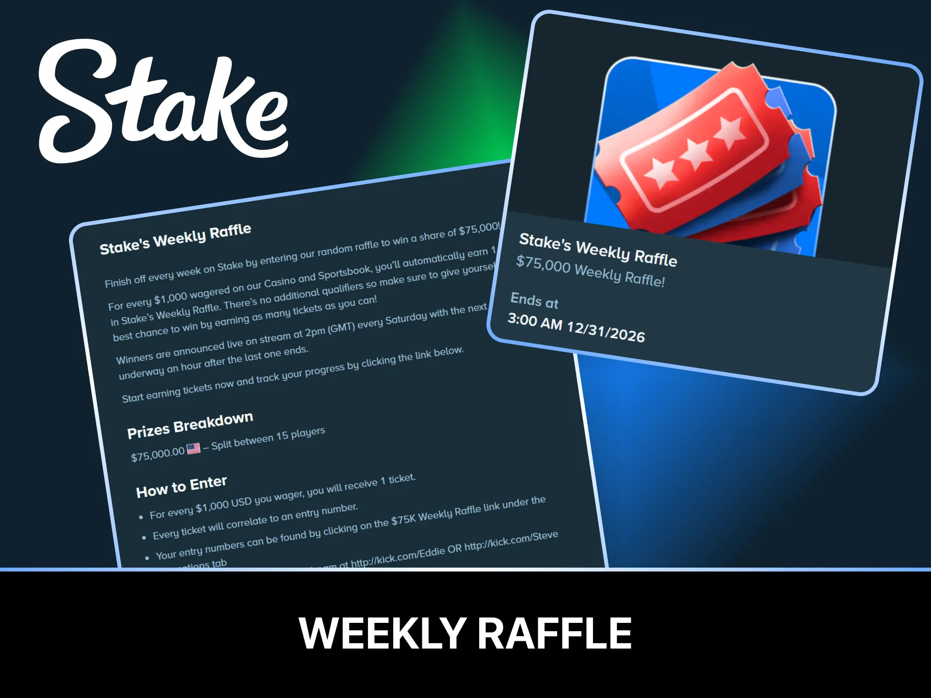 Join the weekly raffle casino draws to secure big Stake prizes.