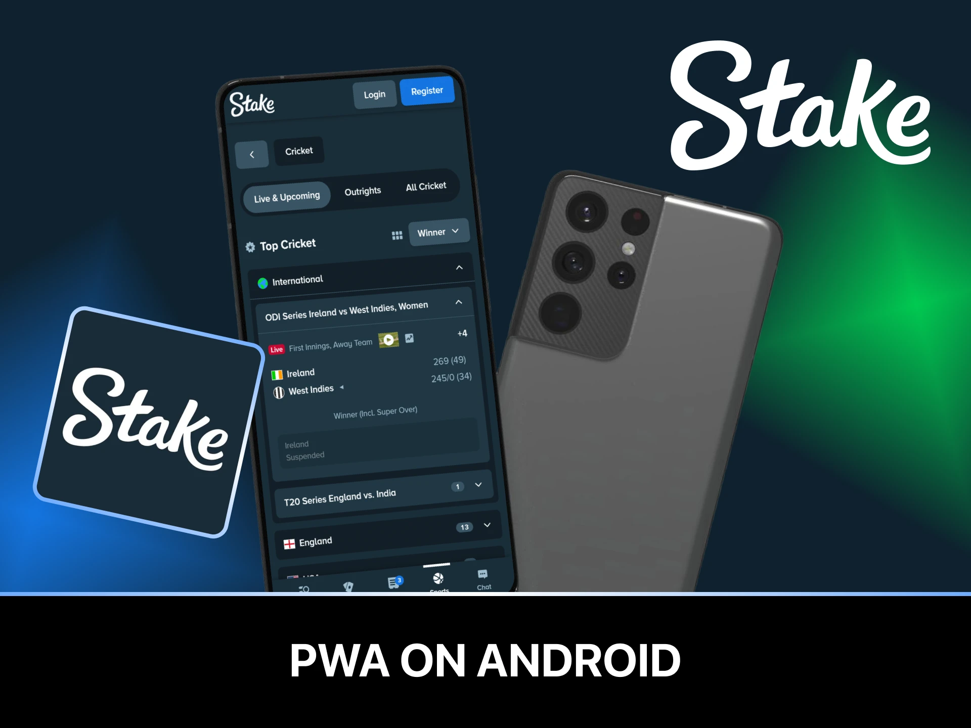 Configure the cricket betting Stake PWA on Android.