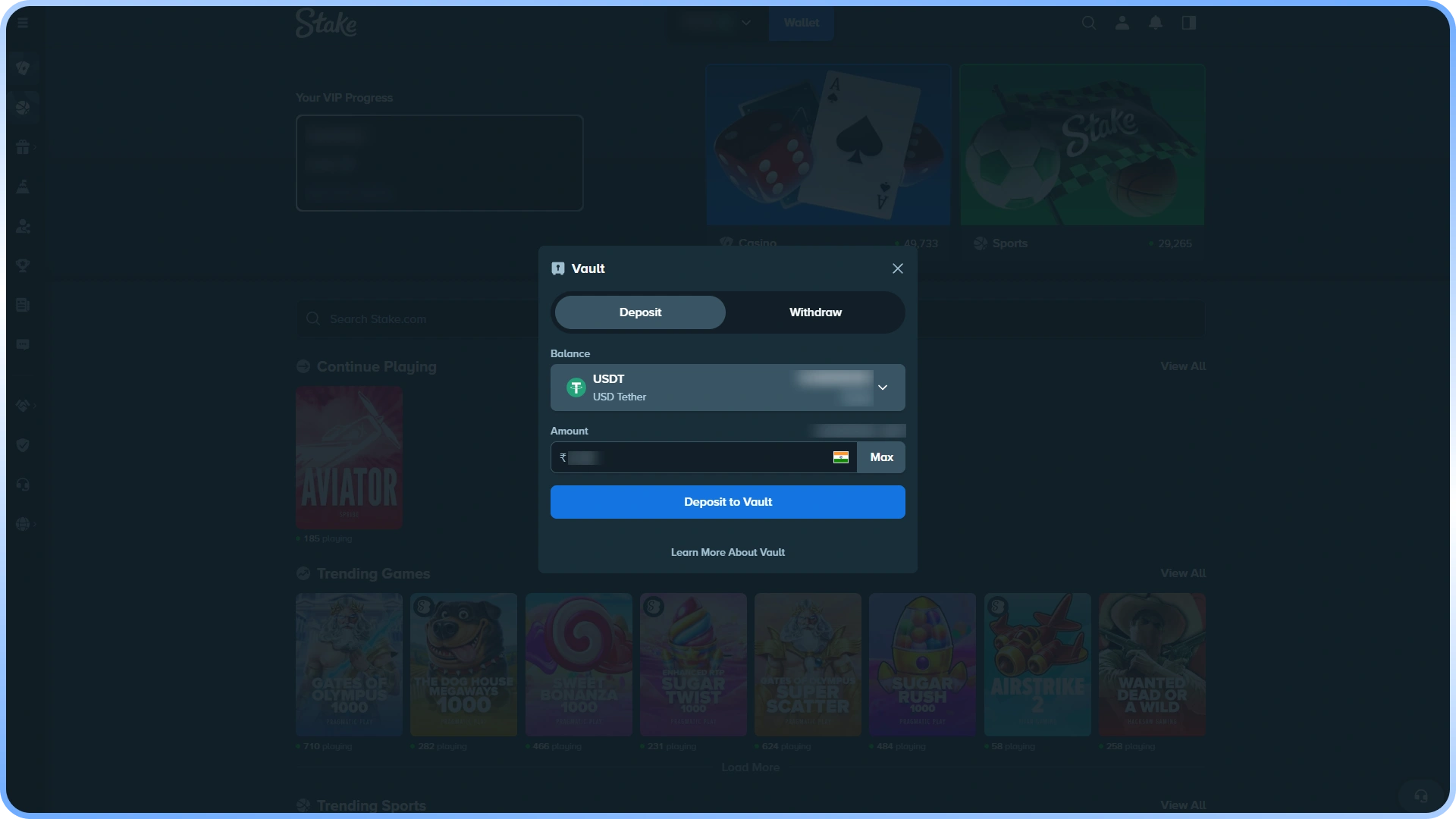 Top up your balance to unlock Stake eSports betting options.
