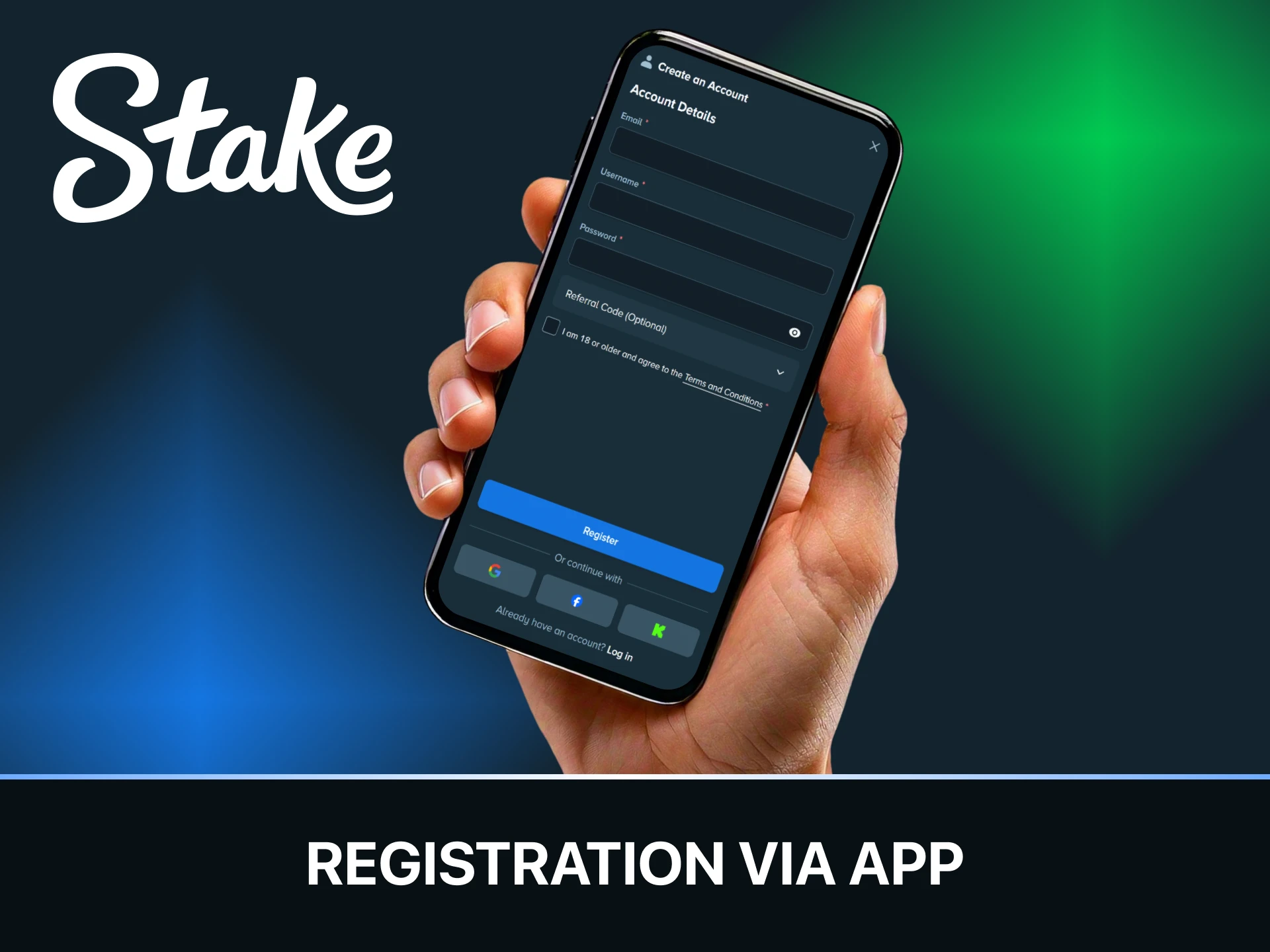 Sign up for Stake using your mobile device.