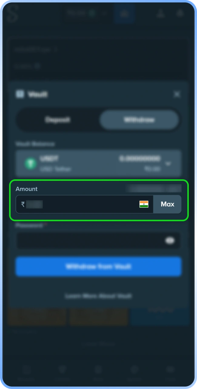 Specify the amount you want to withdraw from Stake.